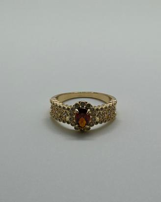 Anello Donna placcato in oro con zircone rosso