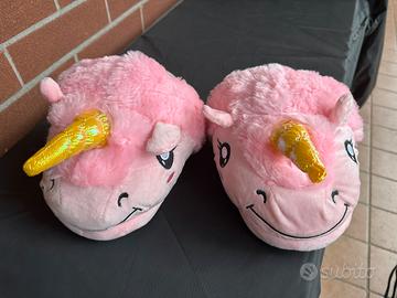 Pantofole donna unicorno peluche rosa
