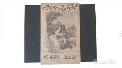 spartito musicale antico vintage j'aime la nuit