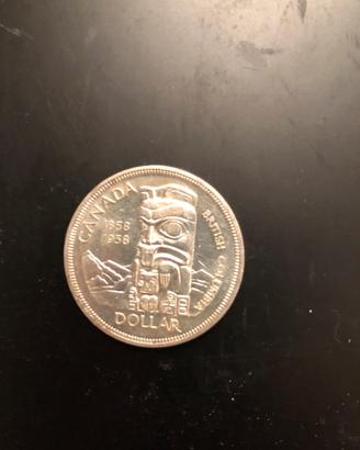 Moneta 1 Dollar Canada 1958 Argento Totem Pole