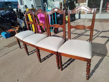 4 sedie Luigi Filippo in legno di noce