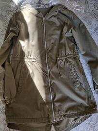 Parka cappotto donna verde militare cotone e pile