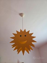 Lampadario sole in legno x cameretta bimbi