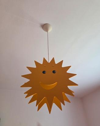 Lampadario sole in legno x cameretta bimbi
