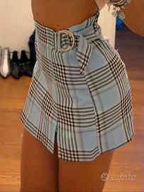 Gonna pantalone a quadri blu