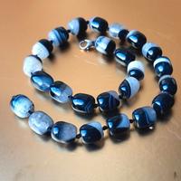 Collana con perle di agata naturale, 48 cm