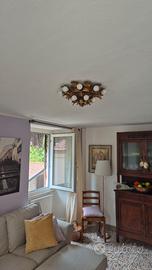 Plafoniera lampadario ferro dorato artigianale