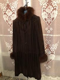 cappotto in pelle scamosciata marrone 