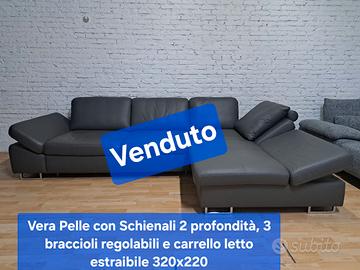 Divano STUPENDO in VERA PELLE Letto e funzioni TOP