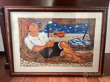 Quadro artistico con pescatore