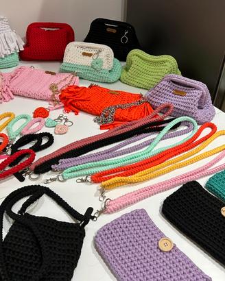 Lotto borse e accessori uncinetto