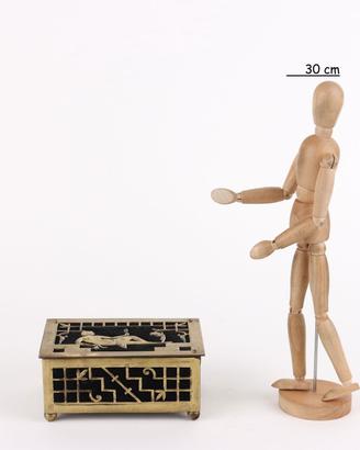 Scatola Art Decò in Bronzo e Tessuto - Anni 20-30