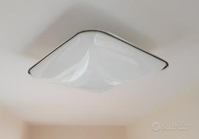 LEUCOS Plafoniera quadrato, bianco, vetro Murano