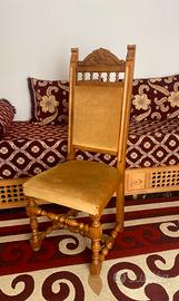 Set 4 sedie vintage legno con sedute imbottite