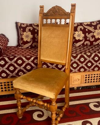 Set 4 sedie vintage legno con sedute imbottite