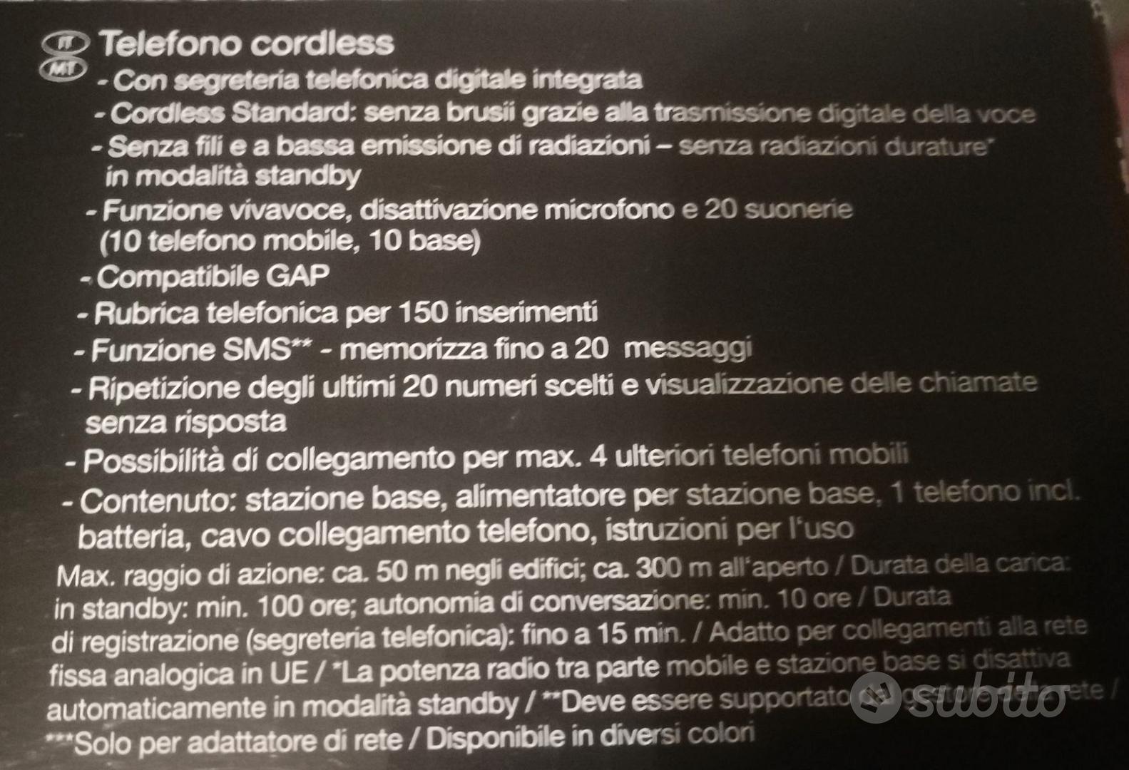 TELEFONO CORDLESS CON SEGRETERIA / VIVAVOCE - Telefonia In vendita a  Benevento