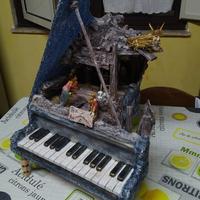 Presepe incastonato in un piano forte 60x50
