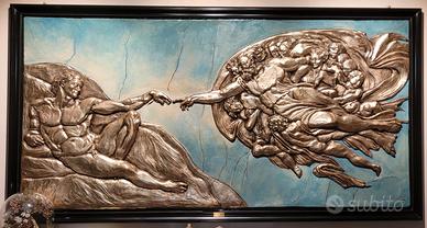 Vintage 1x2mt Quadro Creazione Placca Ag 1000