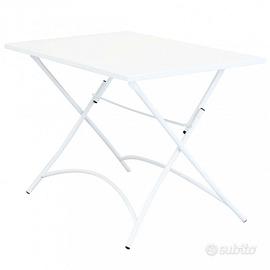 Tavolo Outdoor Quadrato Pieghevole in Ferro Bianco
