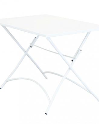 Tavolo Outdoor Quadrato Pieghevole in Ferro Bianco