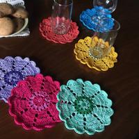 6 sottobicchieri ad uncinetto colorati o con lurex