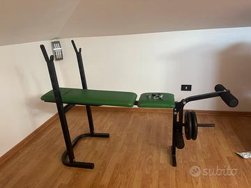 panca lineaflex con pesi e bilanciere