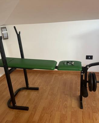 panca lineaflex con pesi e bilanciere
