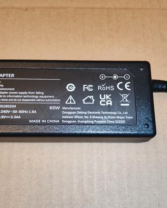 alimentatore notebook DELL 65W 3.34A