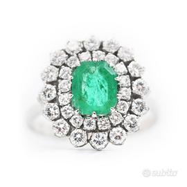 Anello Oro Smeraldo Colombia ct 1,58  e  diamanti