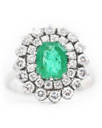 Anello Oro Smeraldo Colombia ct 1,58  e  diamanti