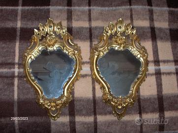 Coppia di specchi da parete a guazzo d'oro