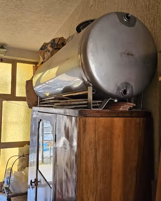 SERBATOIO ACCIAIO CILINDRICO 250 LITRI