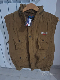 Gilet Blauer USA M Marrone 100% Seta Nuovo