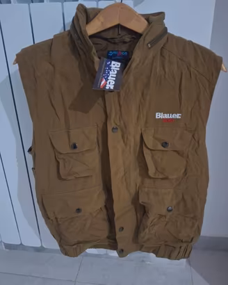 Gilet Blauer USA M Marrone 100% Seta Nuovo