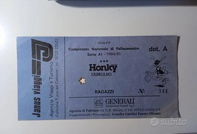 Biglietto Basket Serie A1 1984 Honky Fabriano
