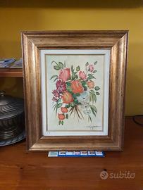 QUADRO DIPINTO SU TELA CON FIORI