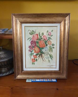 QUADRO DIPINTO SU TELA CON FIORI