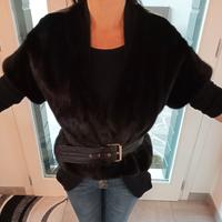 Giacca di pelliccia corta di visone nero 