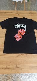 maglia nera stussy con stampa, M