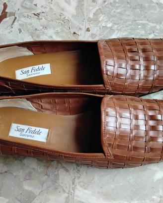 Scarpe vera pelle cuoio intrecciato De Robert 39