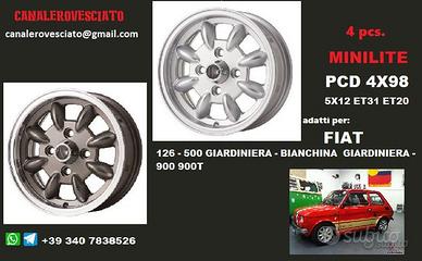 Cerchi minilite 5x12 fiat 4x98 126 600 850