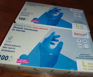 Coppia confezioni guanti nitrile monouso Bericah
