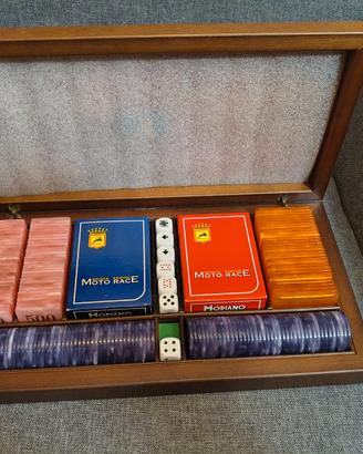 Fiches / carte Modiano vintage in scatola radica