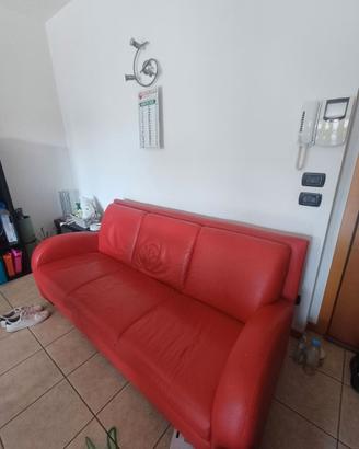 Divano in Pelle Rossa 3 posti