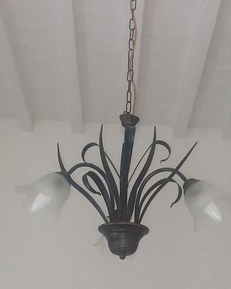 Lampadario ferro battuto