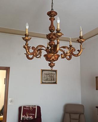 candelabro intarsiato in legno