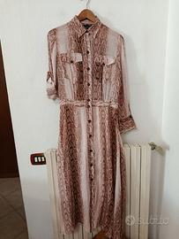 Massimo Dutti abito lungo pitonato rosa/marroncino