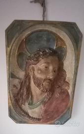 Altorilievo legno scolpito Cristo parete