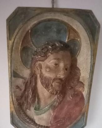 Altorilievo legno scolpito Cristo parete