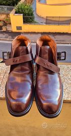 GIXUS Vintage Leather Monk-Strap Ankle Boots